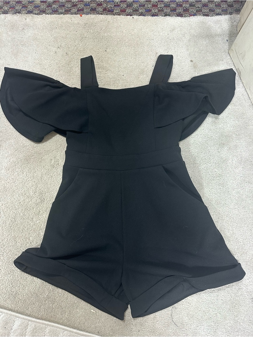 Xoxo Black Off-Shoulder Romper small